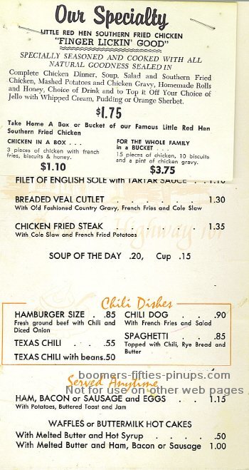 specials - 1950s menu picture